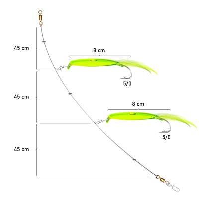 Team Deep Sea Dorschlöffel Giant Twins, 135cm - Fluo - Gr.5/0 - 1mm - 1System