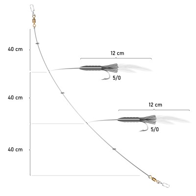 Team Deep Sea Streamer Squid Twins 120cm - Black - Gr.5/0 - 1mm - 1System