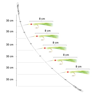 Team Deep Sea Greenline Makrelen Paternoster, 180cm - 0,7mm - 1System