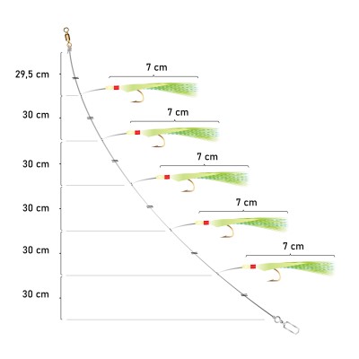 Team Deep Sea Greenline Makrelen Paternoster 180cm - 0,7mm - 1System