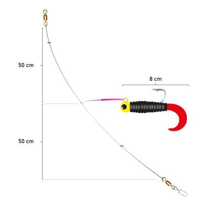 Team Deep Sea Ostsee Spezial Single Twister 100cm - Schwarz/Japanrot - 0,6mm - 1System