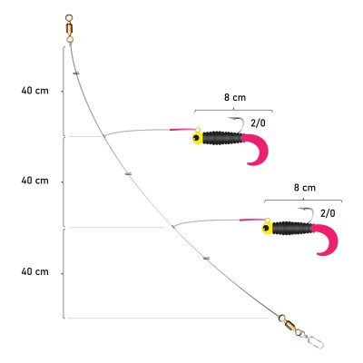 Team Deep Sea Ostsee Spezial Twin Twister, 120cm - Schwarz/Japanrot - 0,6mm - 1System