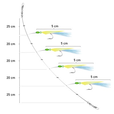 Team Deep Sea Fischhaut Makrelen Meeresvorfach 110cm - 0,6mm - 1System