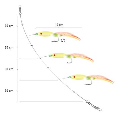 Team Deep Sea Fluofish Dorsch Killer Meeresvorfach, 120cm - 0,7mm - 1System