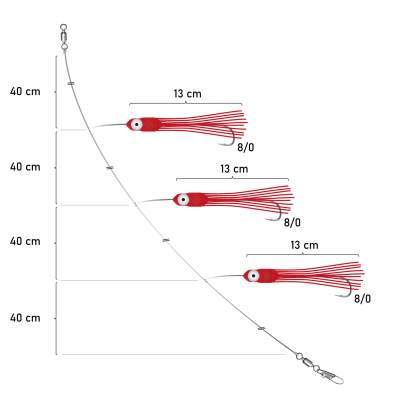 Team Deep Sea Octopus Spezial japanrot Meeresvorfach 160cm - 0,8mm - 1System