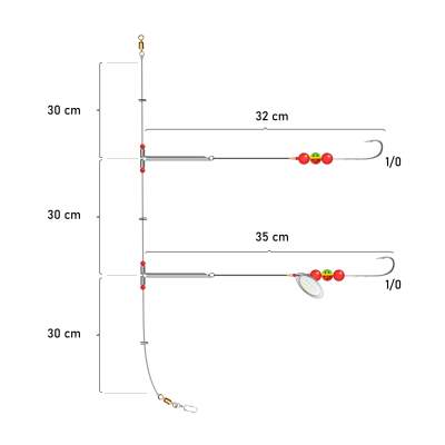 Team Deep Sea Naturködervorfach Spinning mit Abstandshaltern 90cm - 0,6mm - 1System