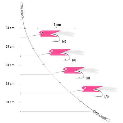 Team Deep Sea Meeresvorfach Jungfisch Red Head System 155cm 0,8mm 1/0