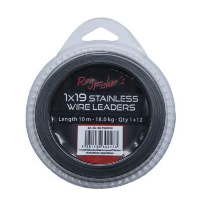 Roy Fishers 1x19 Soft Stahlvorfach Black do-it-yourself 10m Spule 18,0Kg inklusive 12 Quetschhülsen 10m - black - TK18.0kg - 1+12Stück