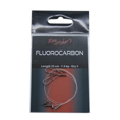 Roy Fishers Fluorocarbon Vorfach mit Wirbel und Karabiner 0,28mm 7,4Kg 25cm, 25cm - clear Fluorocarbon - TK7,4kg - 2Stück