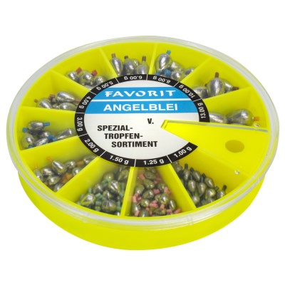 Angel Domäne Tropfenblei Sortiment 160 Stück 1-13g, 1-13g - 160Stück