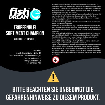 Fishdream Tropfenblei Sortiment Champion I 56 Stück 0,8-3,5g