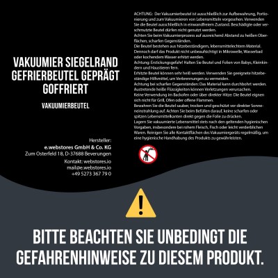 Vakuumier Siegelrand Gefrierbeutel geprägt goffriert 25x35cm - 105my - 50Stück