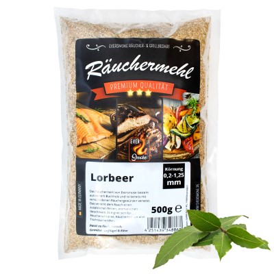 Eversmoke Premium Räuchermehl Extra Fein gewürzt, 500g - 0,2-1,25mm - Lorbeer