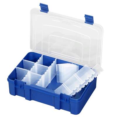 Pro Tackle Kunstköder- Spinner Box 196 blau-transparent - 27,6 x 18,8 x 7,5cm