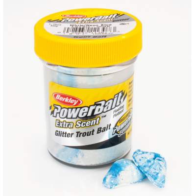 Berkley Powerbait Glitter Blue Neon/ White, Blue Neon/ White - 50g