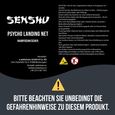 Senshu Psycho Landing Net 60 inkl. Tasche - Raubfischkescher gummiert - 1,50m