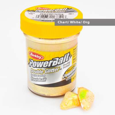 Berkley Powerbait Troutbait Double Glitter Twist Chart./ White/ Or., Chart./ White/ Or. - 50g