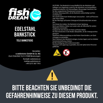 Fishdream Stainless Steel Edelstahl Bankstick 30-50cm - 1 Stück
