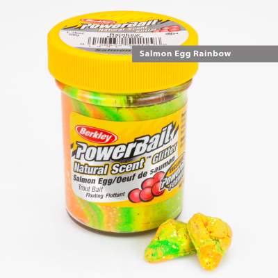 Berkley Powerbait Natural Scent Trout Bait Glitter Salmon Egg Rainbow, Salmon Egg Rainbow - 50g