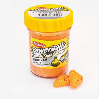 Berkley Powerbait Natural Scent Trout Bait Glitter Garlic Fluo Orange, 50g