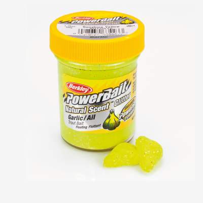 Berkley Powerbait Natural Scent Trout Bait Glitter, Garlic Sunshine Yellow, 50g