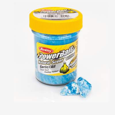 Berkley Powerbait Natural Scent Trout Bait Glitter Garlic Neon Blue, 50g