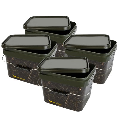 BAT-Tackle Realistric® Bait Bucket 10L Angel- Futtereimer mit Deckel 4 Stück