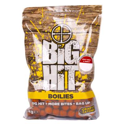 Crafty Catcher Big Hit Boilies incl. Matching Pop-Ups, 15mm - Spicy Krill & Garlic - 1kg