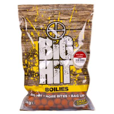 Crafty Catcher Big Hit Boilies incl. Matching Pop-Ups Boilie 20mm - Spicy Krill & Garlic - 1kg