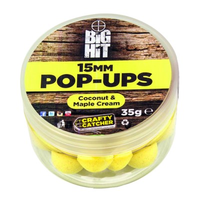 Crafty Catcher Big Hit Pop-Ups 15mm Boilies Coconut & Maple Cream