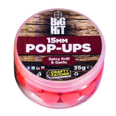 Crafty Catcher Big Hit Pop-Ups 15mm Boilies Spicy Krill & Garlic