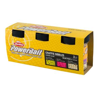 Berkley PowerBait ChromaGlow Crappie Nibble Assist Dough - Forellenpellets Chartreuse Glow, Pink Glow, White Glow, 3er Pack