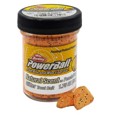 Berkley PowerBait Trout Bait Fruit Range Glitter Forellenteig - Peach & Pepper - 50g