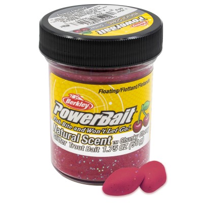 Berkley PowerBait Trout Bait Fruit Range Glitter - Forellenteig Chunky Cherry - 50g