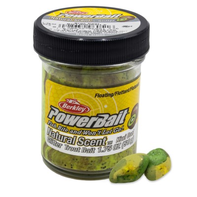 Berkley PowerBait Trout Bait Fruit Range Glitter, Kiwi Cool - 50g
