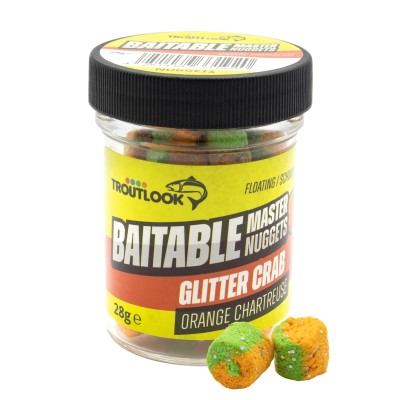 Troutlook Baitable Master Nuggets, schwimmend - Glitter Crab - Orange Chartreuse - 28g