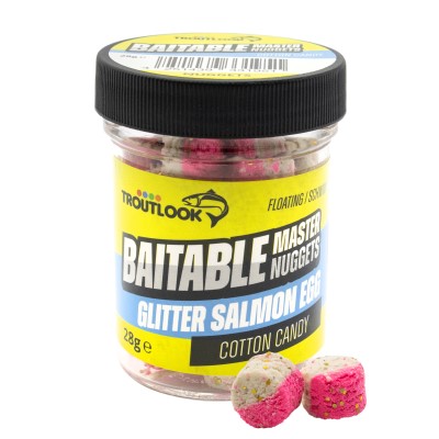 Troutlook Baitable Master Nuggets Forellen-Nuggets schwimmend - Glitter Salmon Egg - Cotton Candy - 28g