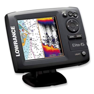 Lowrance Echolot Fischfinder Elite-5 mit Heckgeber 83/200kHz