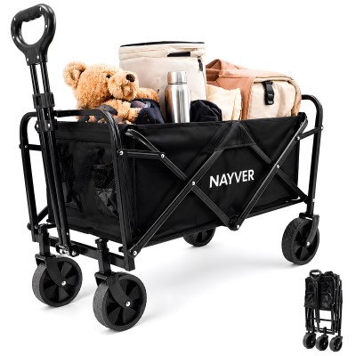 NAYVER 4 Wheel Camping Trolley - faltbarer Handwagen Schwarz - 4,6kg - Tragkraft 80kg - 1 Stück