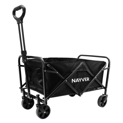 NAYVER 4 Wheel Camping Trolley - faltbarer Handwagen Schwarz - 4,6kg - Tragkraft 80kg - 1 Stück