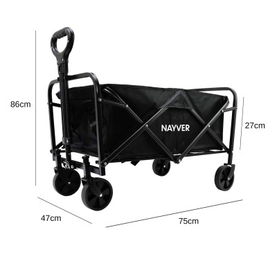 NAYVER 4 Wheel Camping Trolley - faltbarer Handwagen Schwarz - 4,6kg - Tragkraft 80kg - 1 Stück