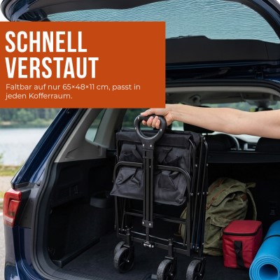 NAYVER 4 Wheel Camping Trolley - faltbarer Handwagen Schwarz - 4,6kg - Tragkraft 80kg - 1 Stück