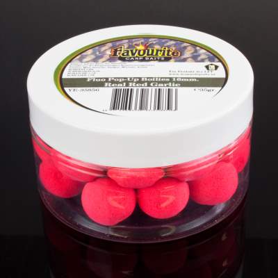 LFT Leonard Fishing Tackle Favourite Carp Fluo Pop-Up Boilies 16mm 35g Real Red Garlic,