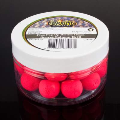 LFT Leonard Fishing Tackle Favourite Carp Fluo Pop-Up Boilies 16mm 35g Secret Salmon Krill,