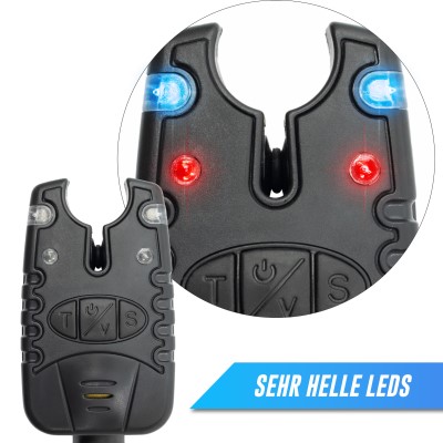 3 x Helius Runner III + 3 x Karpfenrute Black Phantow II + 3 x Bissanzeiger und Zubehör,