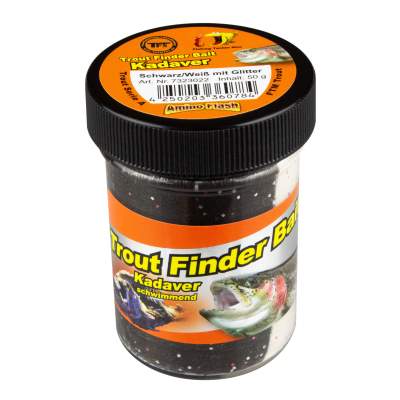 FTM Trout Finder Bait Kadaver, Schwarz/Weiß mit Glitter - 50g schwimmend