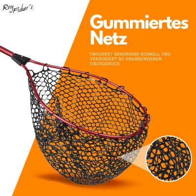 Roy Fishers Professional Allround Kescher mit gummierten Netz