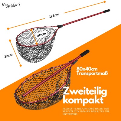 Roy Fishers Professional Allround Kescher mit gummierten Netz