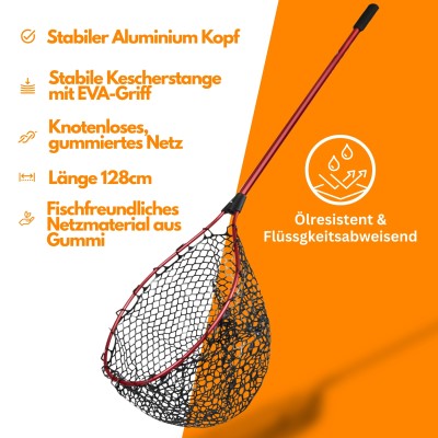 Roy Fishers Professional Allround Kescher mit gummierten Netz