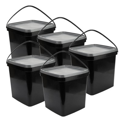EuroCatch Eimer (wiederverschließbar) schwarz - transparenter Deckel - - 5l - 5 Stück